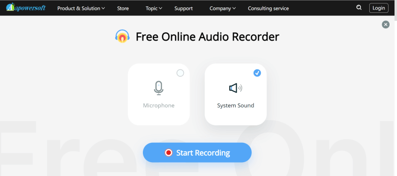 Выберите для записи микрофона или системного звука
