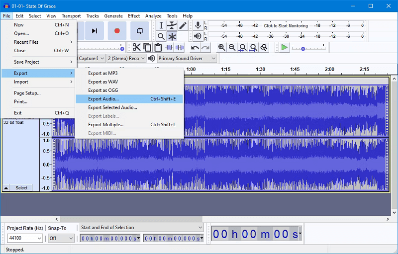 Audacity Преобразование AAC в MP3