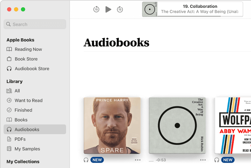 Аудиокниги в Apple Book на Mac