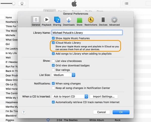 Mac에서 Apple 음악 설정 확인