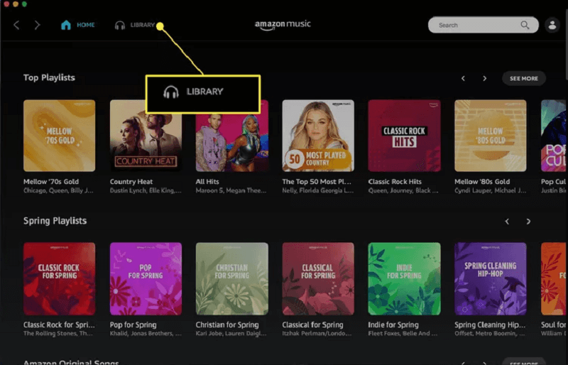 Выберите Amazon Prime Music из библиотеки