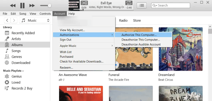 Выберите «Авторизовать этот компьютер» в iTunes.