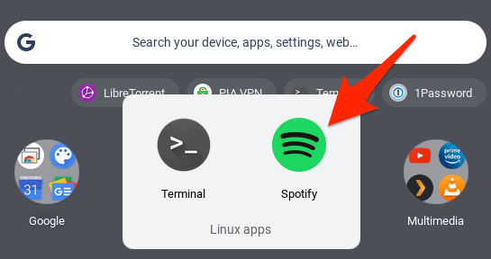 Chromebook ثبّت Spotify Linux