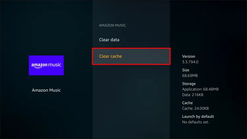 image alt:image alt: Borrar archivos de caché de Amazon Music