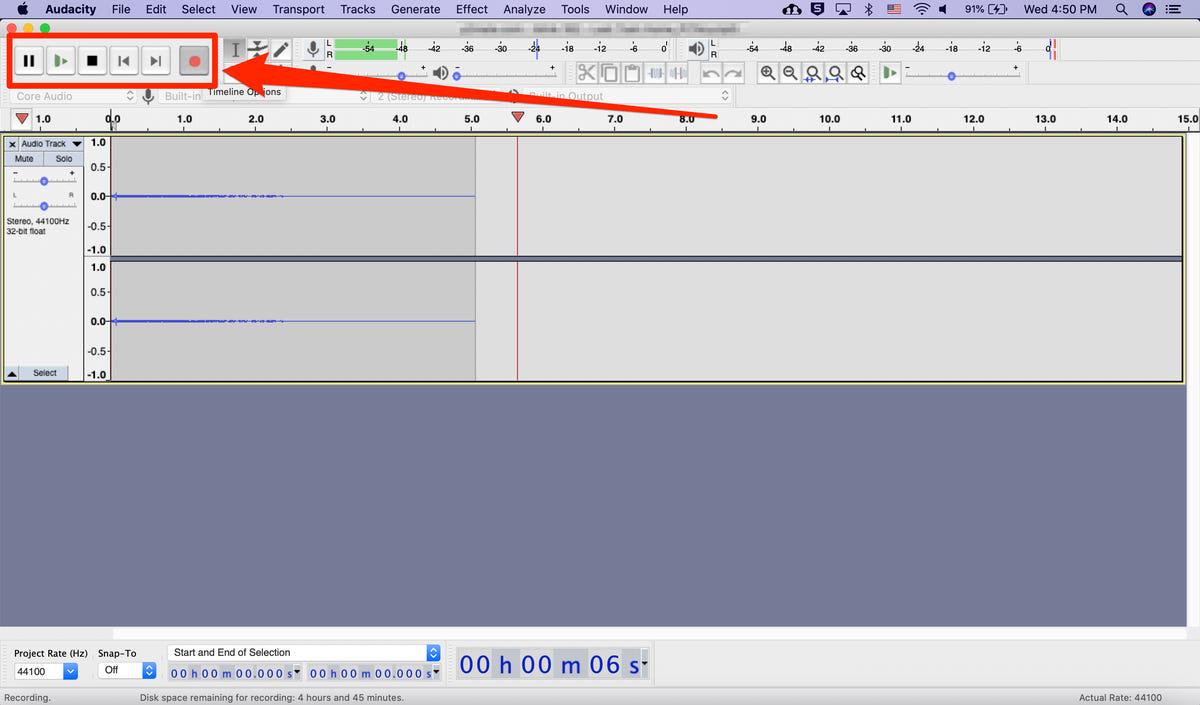 Connect Microphone to Audacity