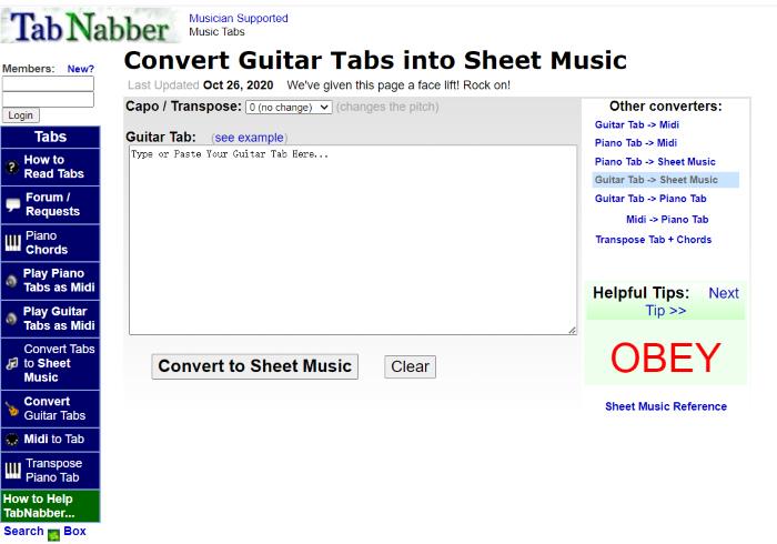 Convert Tabs to Sheet Music with TabNabber