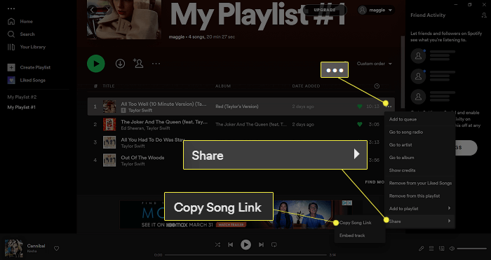 Copia il collegamento Spotify sul desktop degli Appunti