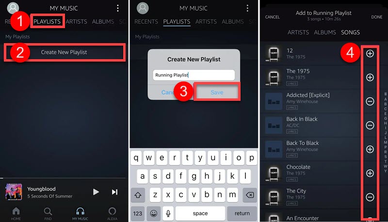 Crea una lista de reproducción en Amazon Music en iOS