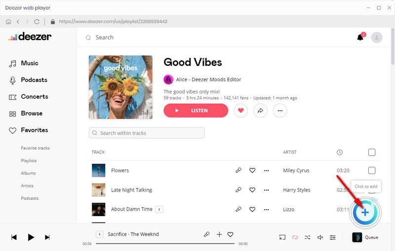DeepKeep Deezer Music Converter Adicionar músicas
