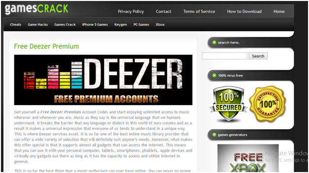 通过 Games Crack 免费获取 Deezer Premium