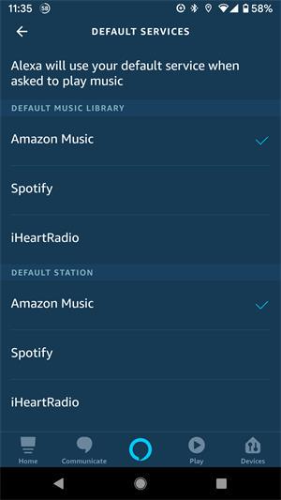 Выберите Amazon Music в качестве службы по умолчанию