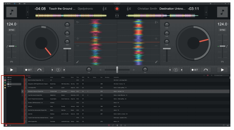 Finestra principale dell'app djay Pro su Mac