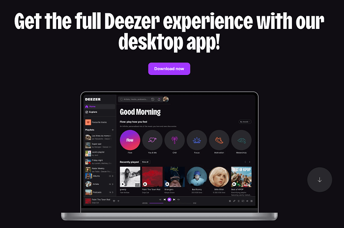 Descargue la aplicación Deezer desde el sitio web oficial