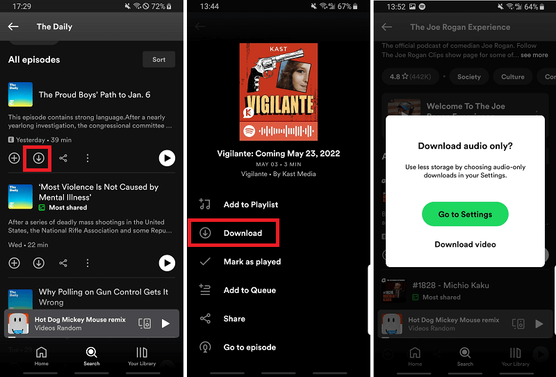 قم بتنزيل Spotify Podcasts بدون Premium