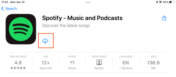 Загрузите приложение Spotify на iPad