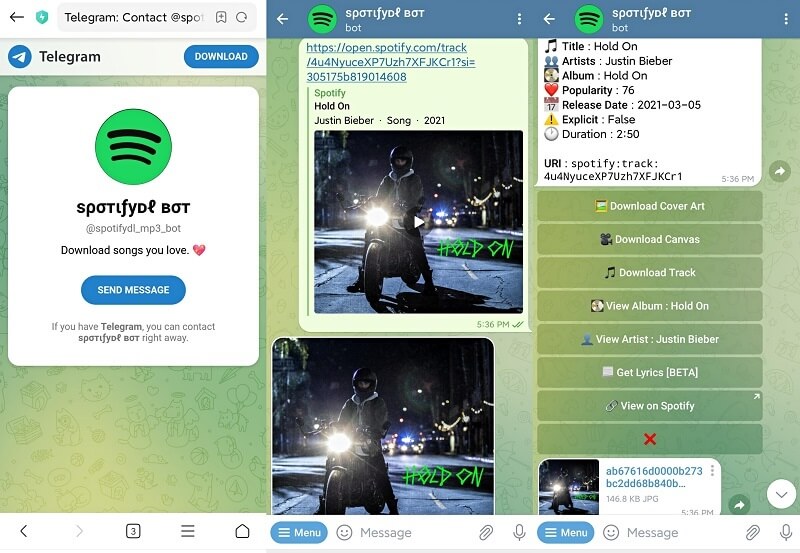 Baixe Spotify para MP3 no iPhone via Telegram
