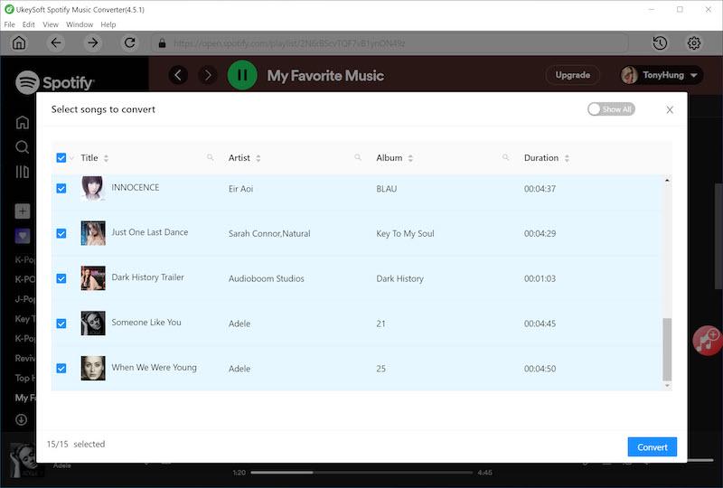 دفعة تحميل قوائم تشغيل Spotify عبر Ukeysoft