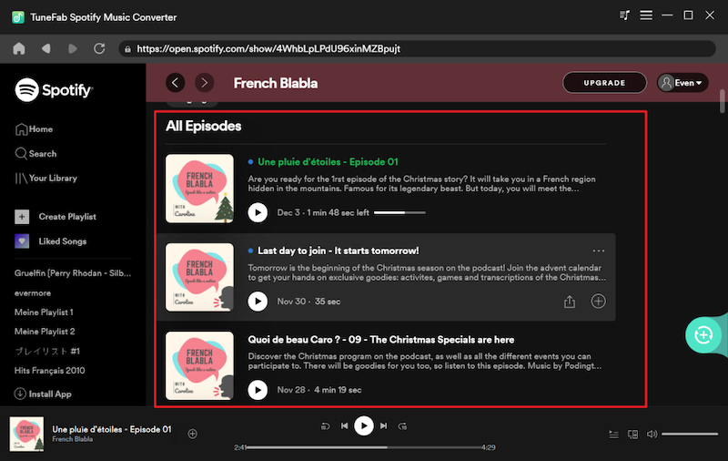 Descargar episodios de podcasts de Spotify