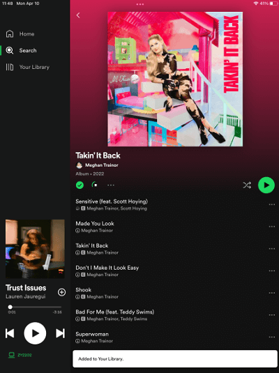 iPad에서 Spotify 노래 다운로드