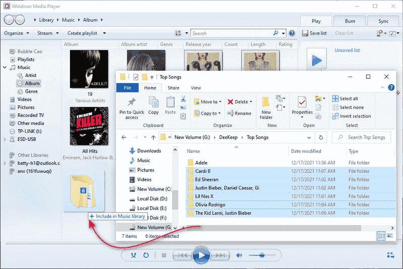 Arraste o Deezer Music para o Windows Media Player