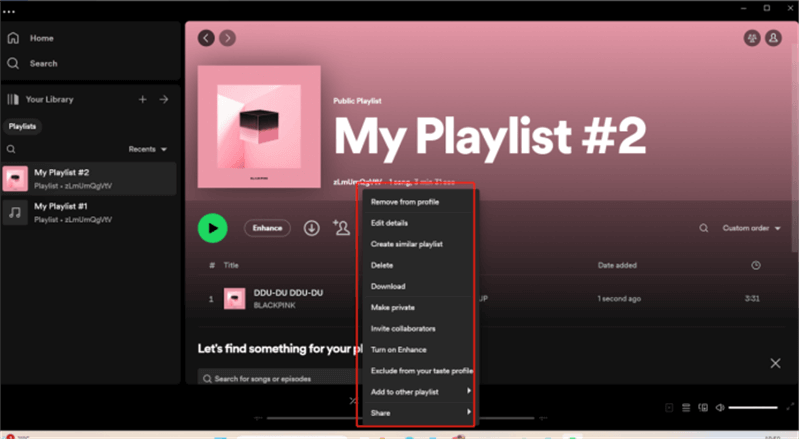 Modifica le playlist di Spotify su PC