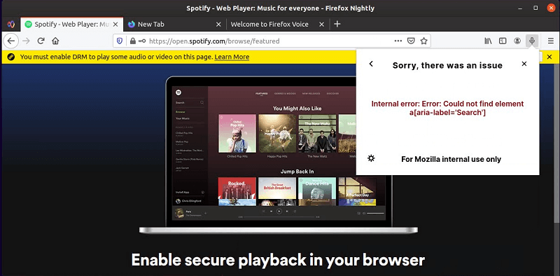 Firefox에서 Spotify DEM 활성화
