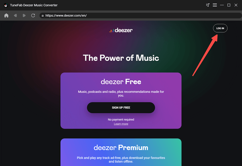 Log in to Deezer on TuneFab Deezer Music Converter