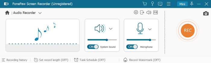 FonePaw Grabador de pantalla Grabador de audio