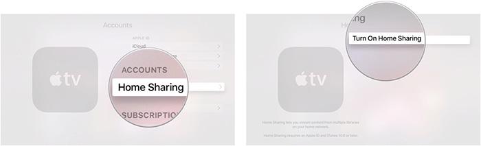 Compartilhamento doméstico para reproduzir músicas da Apple