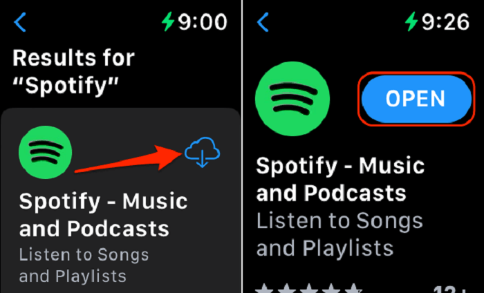 Instale e abra o Spotify no Apple Watch