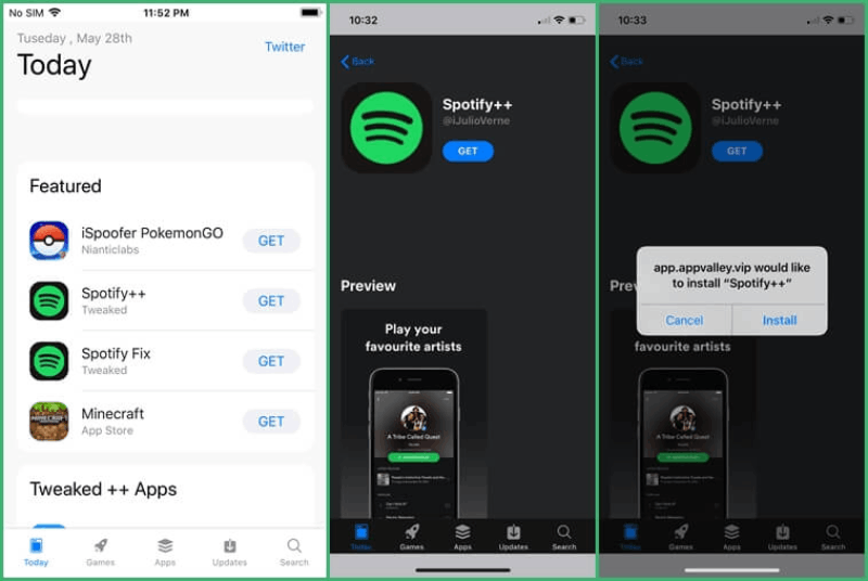 Installa Spotify++ su AppValley