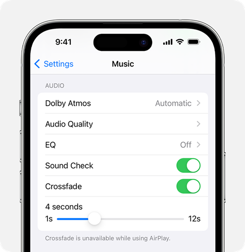 Abilita la dissolvenza incrociata di Apple Music su iPhone
