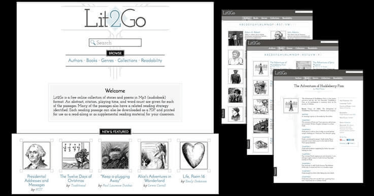 الصفحة الرئيسية للLit2Go