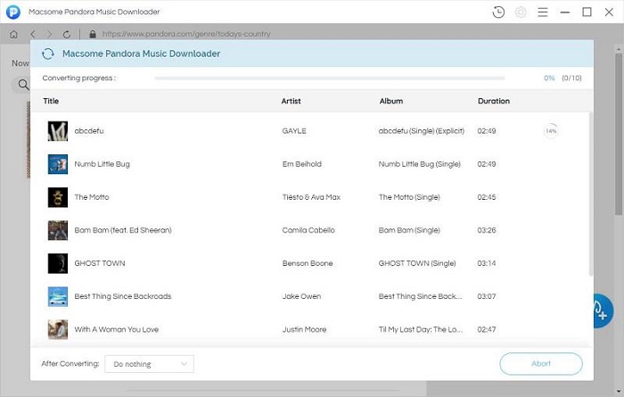 Загрузите музыку Pandora с Macsome Pandora Music Downloader