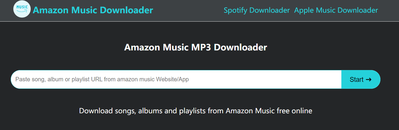 الشاشة الرئيسية لبرنامج Amazon Music Downloader