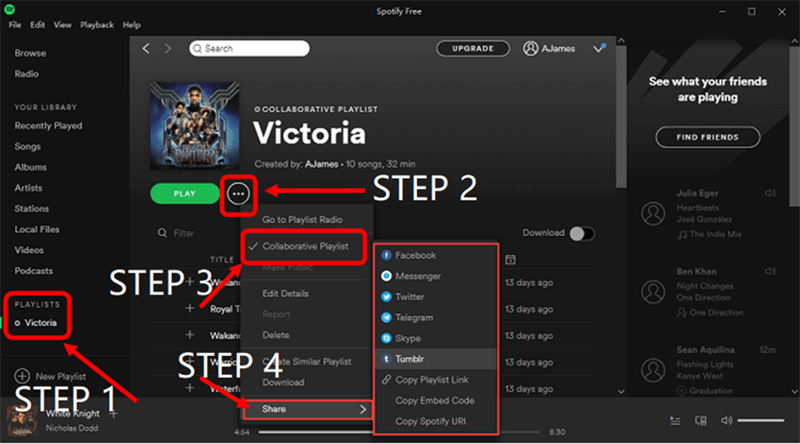 أربع خطوات لإنشاء قائمة تشغيل تعاونية على Spotify على جهاز الكمبيوتر