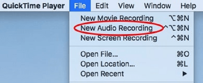 Nuova registrazione audio QuickTime