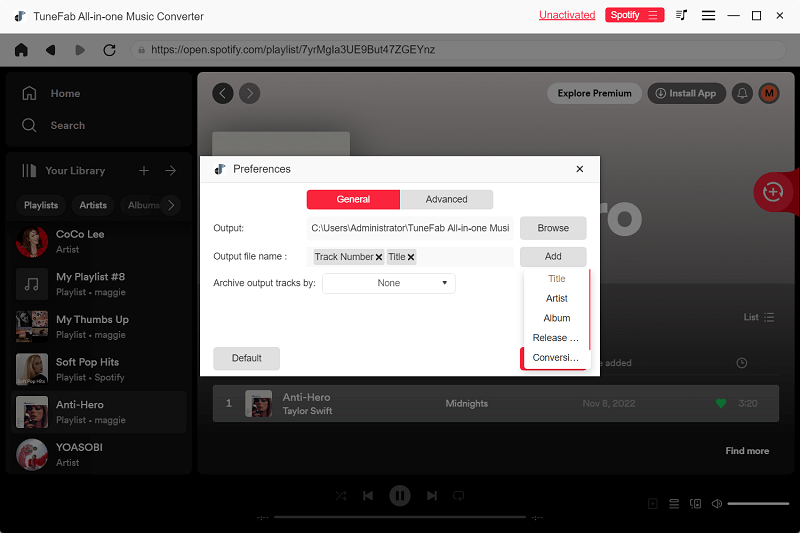 Personalize as configurações gerais de download em Preferências