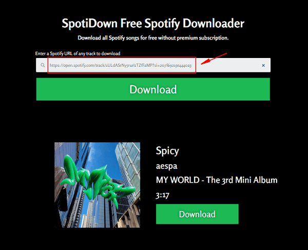 Копирование музыки Spotify через SpotiDown