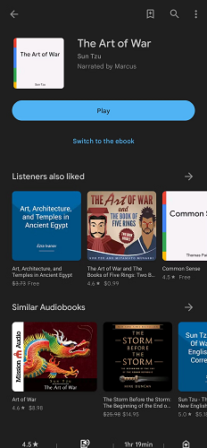 Speel Google Play-audioboeken op Android
