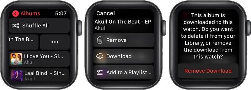 直接从 Apple Watch 中删除音乐