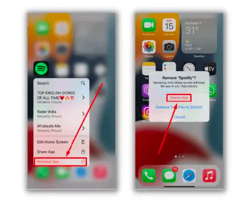 Verwijder de Spotify-app op iOS