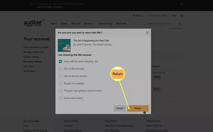قم بإعادة كتاب على Audible