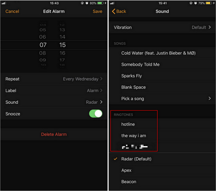 Установить загруженную Apple Music в качестве будильника iPhone