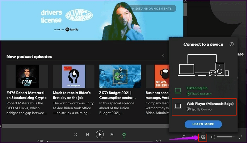 Configurar las funciones de conexión de Spotify