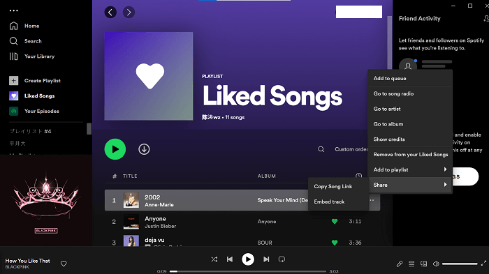Copia il collegamento musicale di Spotify