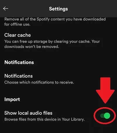Mostrar arquivos locais no Spotify no Android
