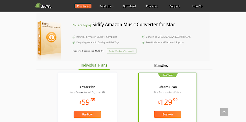 Preço do conversor de música Sidify Amazon