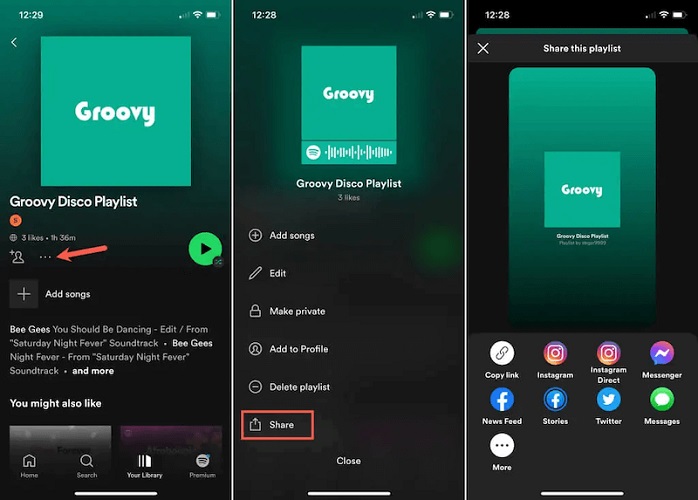App Spotify Copia il collegamento Spotify