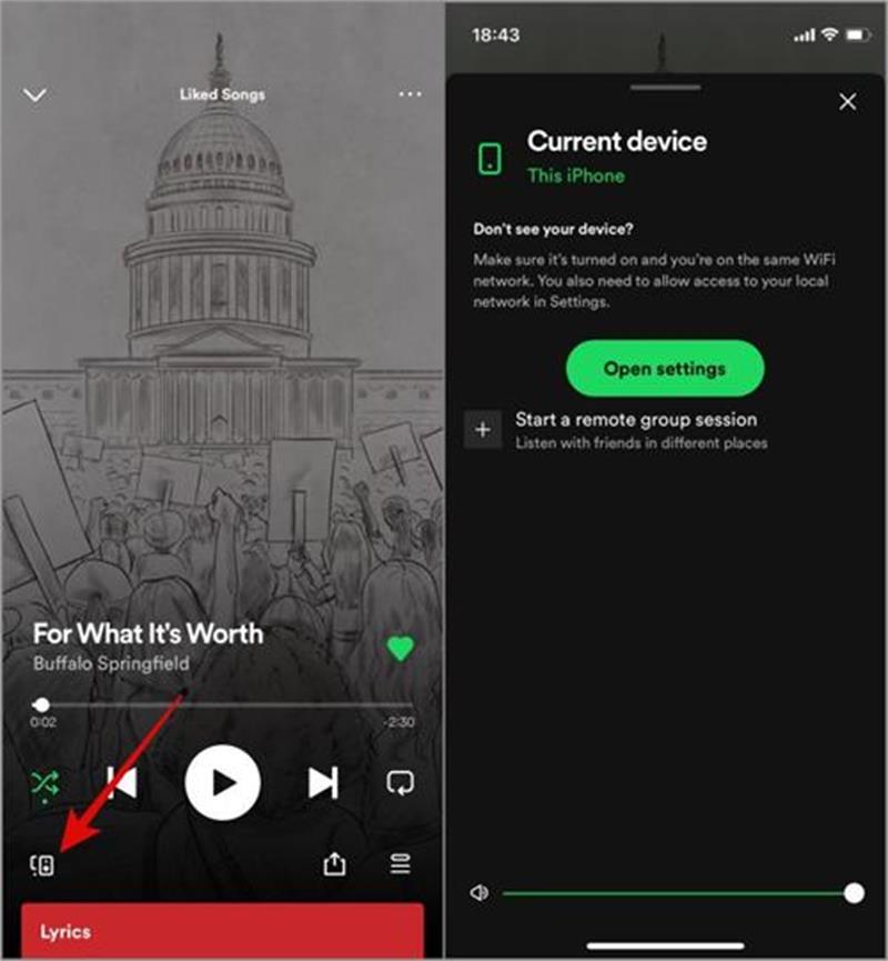 Dispositivi correnti di Spotify